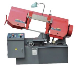 Horizontal metal band saw blade installation on a metal cutting bandsaw